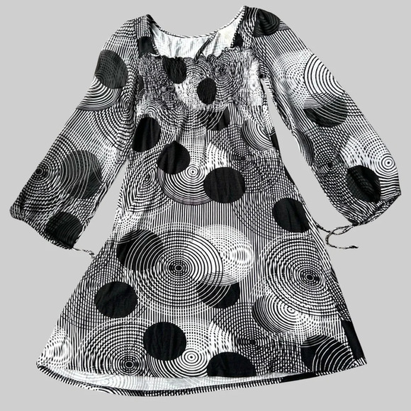 Nicole Benisti Polka Dots Sheer Sleeve Cutout Back Stretch Dress - Picture 5 of 16